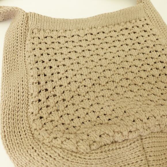Womens Crochet Woven Handbag Beach Knitted Crochet Hobo Shoulder Tote Bag Tan - Picture 4 of 7